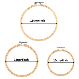 BUYGOO 12Pcs Embroidery Hoops Set, 4, 5, 6 inch Wooden Round Adjustable Wood Circle Cross Stitch Hoop Ring for Embroidery and Cross Stitch Art Craft Sewing (3 Size)