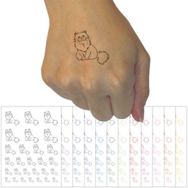 Gentle Persian Cat Temporary Tattoo Water Resistant Fake Body Art Set Collection - Light Blue (One Sheet)