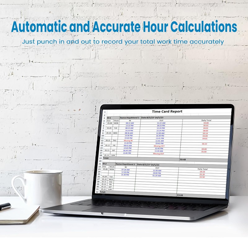 Attendance Machine - Biometric Fingerprint Clock in Clock Out Machine,