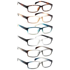JOSCHOO Computer Reading Glasses for Women and Men 6 Pack Blue Light Blocking Spring Hinge Readers (Mix Color-5, 1.00, multiplier_x)