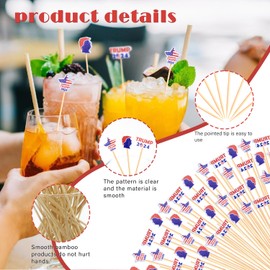 Trump Cocktail Picks Trump 2024 Flag Election Party Decorations Topper Toothpicks Sticks Skewers for Appetizer Charcuterie Food Sandwich Cupcake Trump Merchandise Themed Birthday Party Supplies