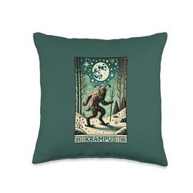 Krampus Tarot Card Art Christmas Throw Pillow
