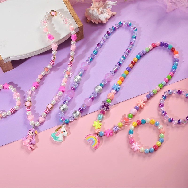 PinkSheep Kids Classic Jewelry, 3 Sets of Beaded Necklaces and