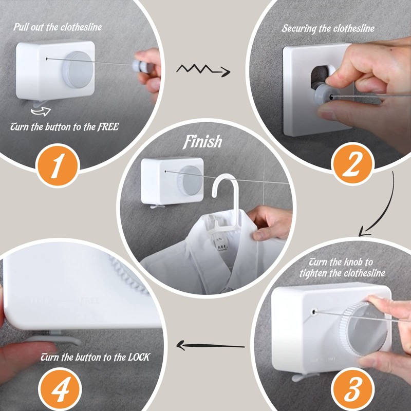 Dancrul Retractable Clothesline, Heavy Duty Clotheslines for Indoor and Outdoor,Wall