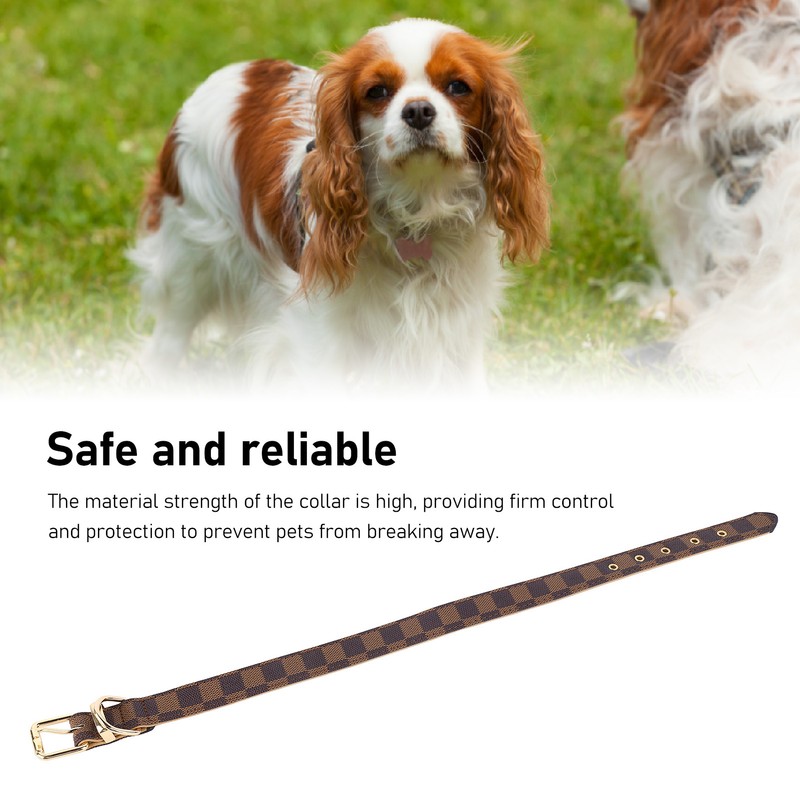 Dog Collar Durable Soft Stylish Plaid Pattern Dog Collar Adjustable