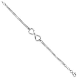 The Black Bow Sterling Silver Infinity Symbol Double Strand Bracelet, 7.5 Inch