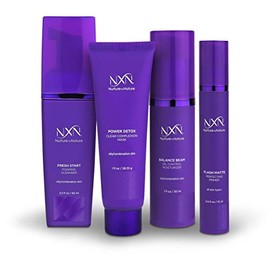 NxN Oil Control System - Set with Kaolin Clay Face Mask, Mattifying Primer, Cleansing Face Wash, & Daily Moisturizer - Oily Skin Sebum Control Kit for Men & Women