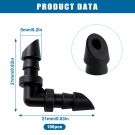 VooGenzek 100 Pieces 4/7 mm Hose Connector 90 Degree, Irrigation Connector, Hose Connector for Irrigation System, Hose Connector for Irrigation