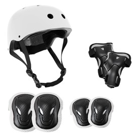 Niftii Kids Helmet with Pads - Adjustable Multi-Sport Complete Safety Gear for Cycling, Skateboarding & Scooting - Ideal for Boys & Girls Ages 3-15 - Kids Bike Helmet Set, White