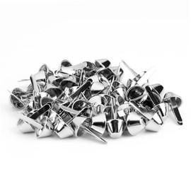 50PCS Purse Feet Spike Nailheads, 15mm Plate Bottom Stud Bag Feet Flat Metal Bag Feet Cone Studs for DIY Leather Craft Purse Handbag Making (10mm-Nickel)