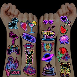 10 Blätt Tattoos für Kinder,Leuchttattoos Kinder Mitgebsel Kindergeburtstag Temporäre Tattoos (Farbe-A)