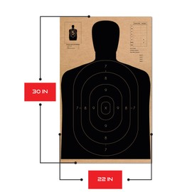 Cardboard Shooting Targets, 50 Yard Police Silhouette Shooting Target, Targets for Shooting Range,USPSA-IDPA Targets (25 Target Pack, 22" x 30" Black)