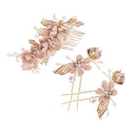 LIFKOME 3pcs Wedding Flower Hair Comb Rhinestones and Pearls Elegant Bridal Hair Accessories for Women for Weddings Parties and Special Occasions Eye-catching Headdress