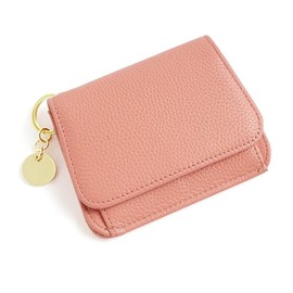Mudono Small Wallet for Women RFID Blocking Genuine Leather Card Case Slim Tri-Fold Wallet with Zipper Pocket and Keychain