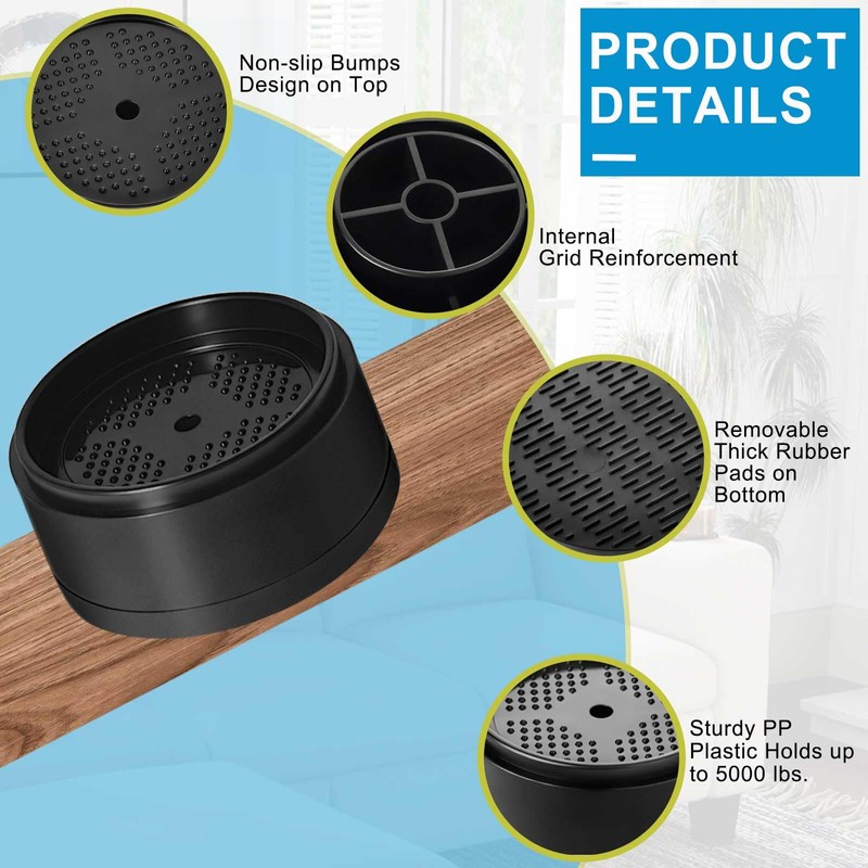 EGTTGIN 4 Pack Furniture Risers 1 Inch, Adjustable Bed Risers