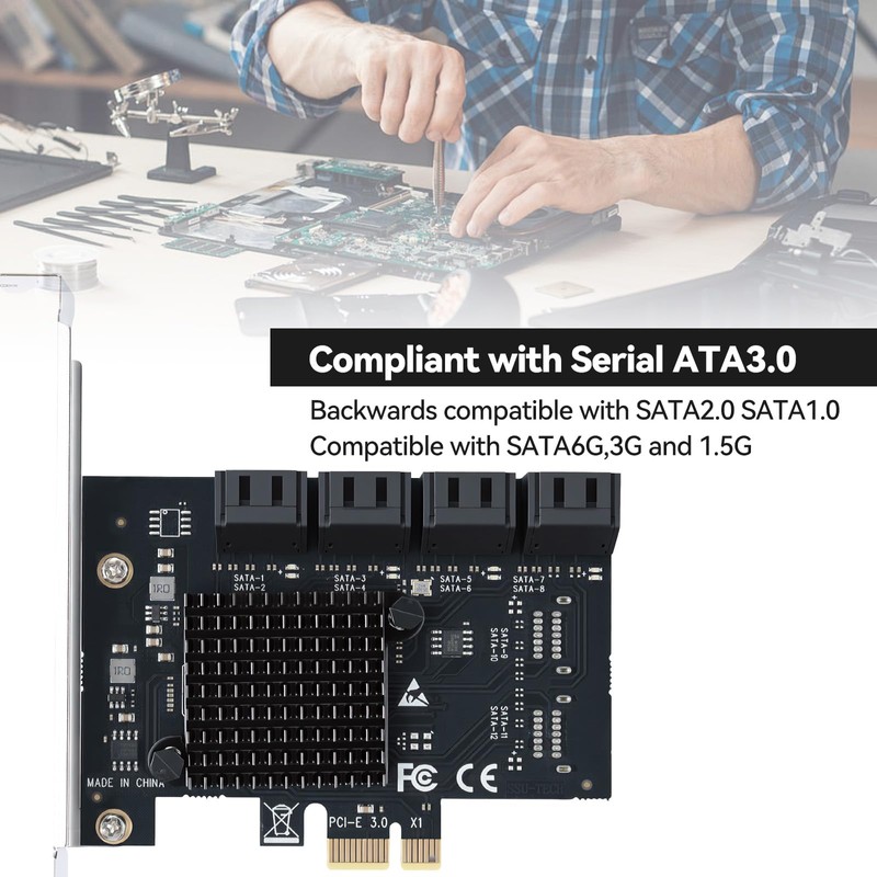 ELUTENG 8-Port PCIe to SATA 3.0 Expansion Card SATA 6Gb/s