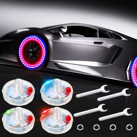 4 Pieces Car Tire Lights Wheel Valve Stem Lamp Cap Lights Car Solar Led Tire Lights Solar Energy Flashing Lights for Vehicles Car Motorcycles Bicycles
