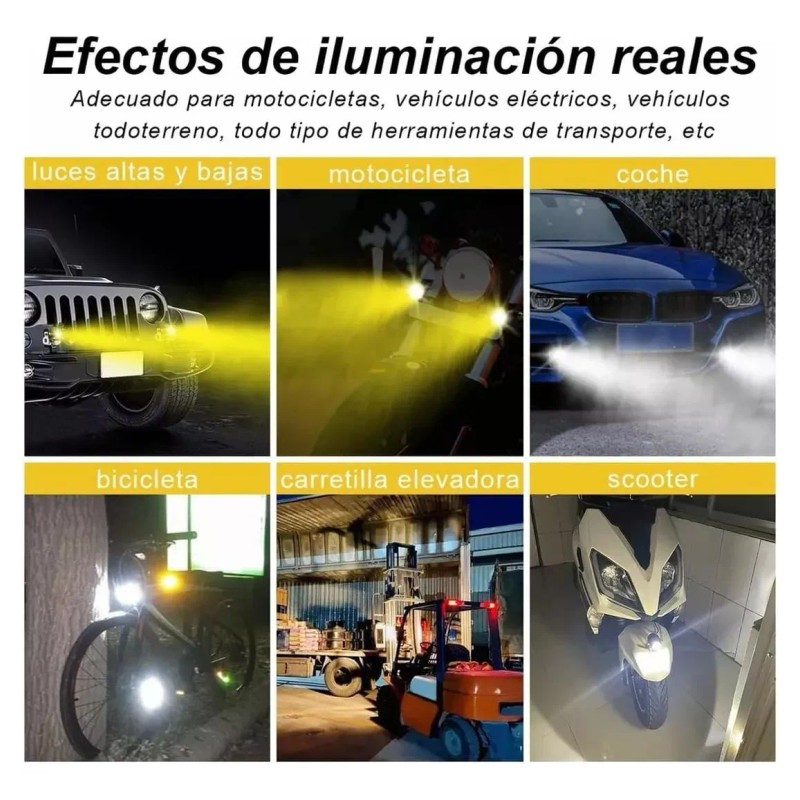 3 Par Faros Luces Led Para Motos Auto Doble Color