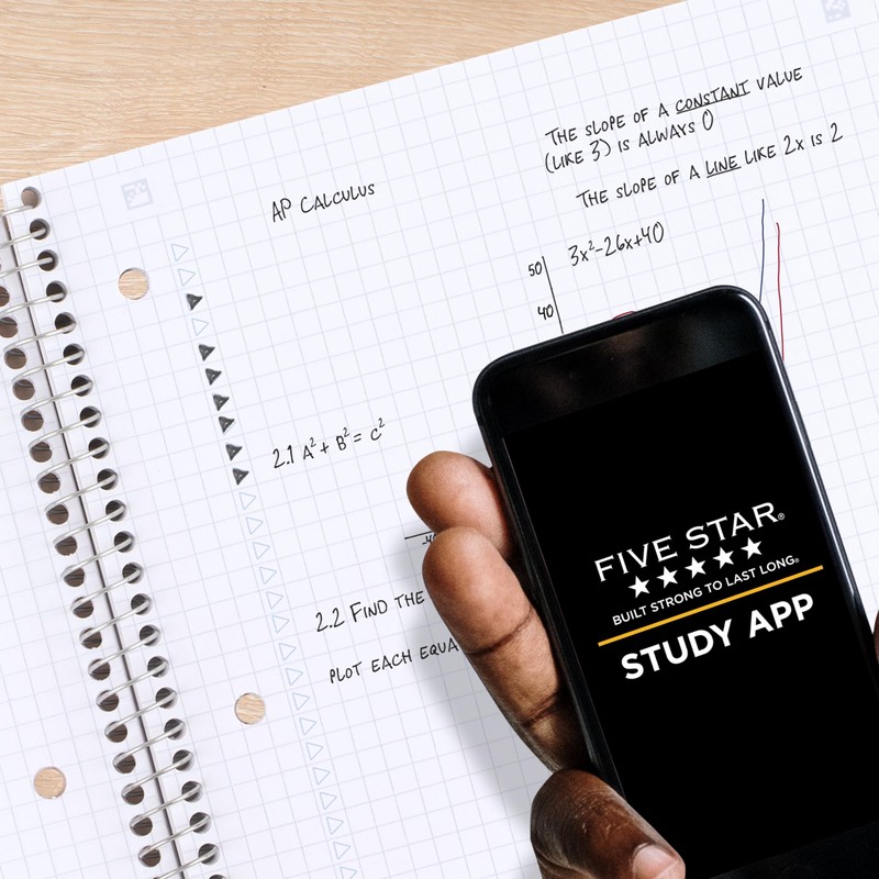 Five Star Spiral Notebook + Study App, 1 Subject, Graph