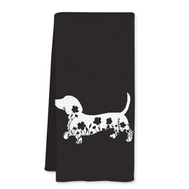 JFFTLL Dachshund Kitchen Towels, Floral Weiner Dog Dish Towels for Kitchen Drying, Weiner Dog Gifts Hand Towels for Bathroom, Dachshund Gifts for Dachshunds Lovers, 16x24 Inch