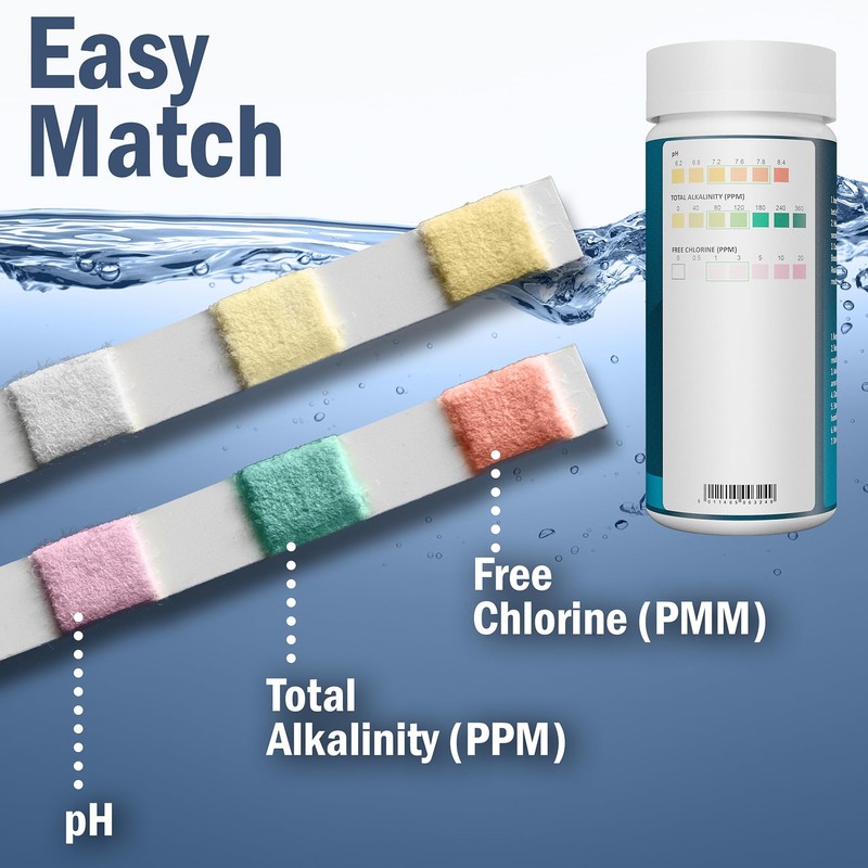 AQUAVERITY Hot Tub Test Strips 3 in 1, 100 Pool,