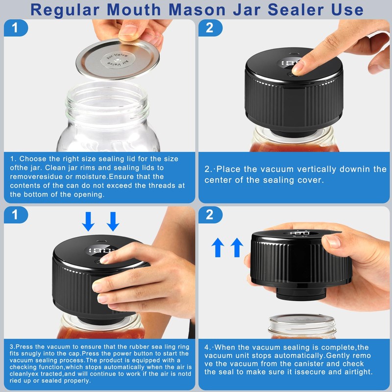 Electric Mason Jar Vacuum Sealer Kit - for Wide &