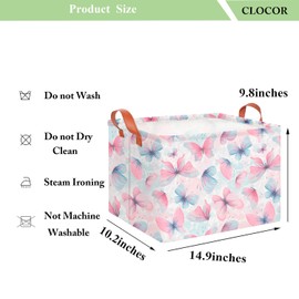 CLOCOR Rectangular Butterfly Print Gift Basket Empty,Waterproof Storage Basket with Handles,Toys Bin,Books Box,Room Decor(Pink & Purple Butterfly)