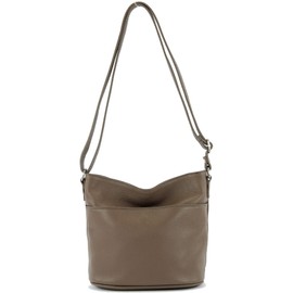 modamoda de T198 Small Women's Leather Shoulder Bag Handmade in Italy, Dark taupe