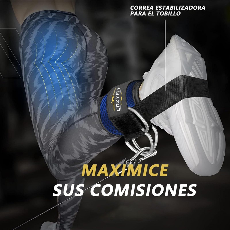 Grilletes Tobillo Gym Mujer, Anillo en D Doble Reforzado: Puños