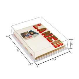 Clear Acrylic Display Case for Books & Collectibles, Premium Book Display Box with Polished Edges & Crystal Clear Sides for Showcasing Memorabilia, Photos & Keepsakes16 L x 11"" W x 4"" H (A029-A)