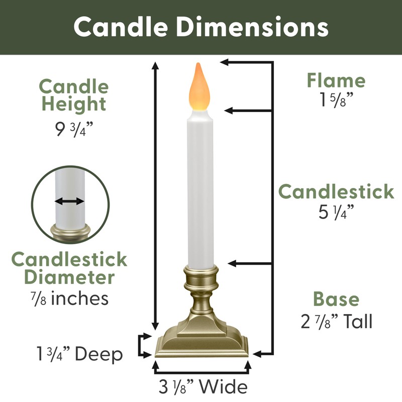 612 Vermont Battery Operated LED Window Candles with Flickering Amber