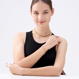 JEM Renaissance Choker Necklace Bracelet Jewelry Set Gold 18k Copper-plated Multi-Colored Zircon Stones for Women