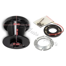 HDC Autosports For 01-05 Honda Civic 350MM Red Stitch Carbon PVC Steering Wheel+BK Aluminum Hub