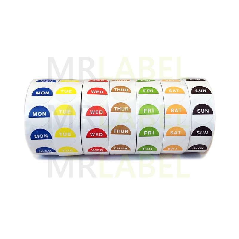 Set of 7 Rolls - Day Dot Food Stickers -