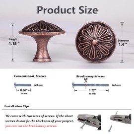 DWYL & LWYD 10 Pack Vintage Copper Cabinet Knobs,Solid Zinc Alloy 1.4" Dia Round,Antique Copper Kitchen Cabinet Handles for Cabinets,Drawer Knobs Pulls Closet Door Knobs Vintage Copper Dresser Knobs