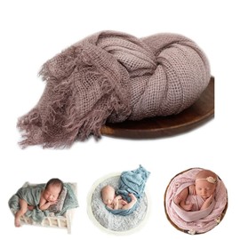 Newborn Baby Photography Props Mesh Soft Decorative Blanket Swaddle Wrap for Boy Girls Photo Shoot (Light Brown)
