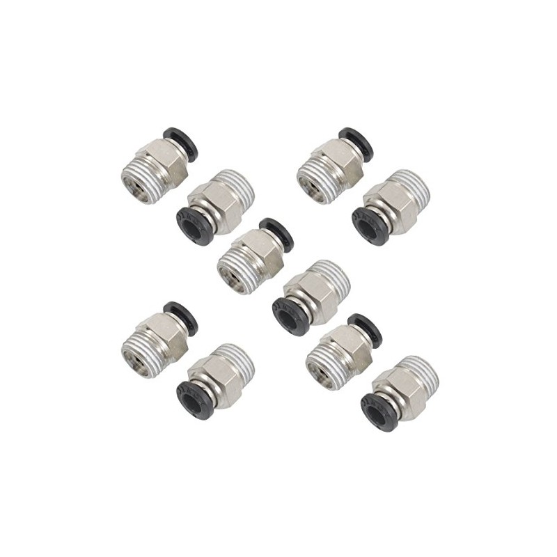 10pcs 6mm Tube 4" PT Screw Quick Connector Pneumatic Air
