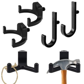 6 ABS Storage Shed Tool Hooks Compatible with Lifetime Shed, Black J/U/V Hanger Tool Shelves for Suncast, Multi Purpose Shed Organizer for Ladders, Hoses & Garden Tools in Outdoor Sheds