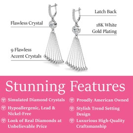 Cate & Chloe Jackie Drop Earrings, 18k White Gold Earrings with Cubic Zirconia Crystals, Earrings for Women, Wedding, Anniversary, Fashion Jewelry