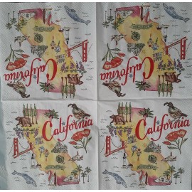 2 individual Paper Decoupage BEVERAGE NAPKINS -CALIFORNIA STATE COLLECTION