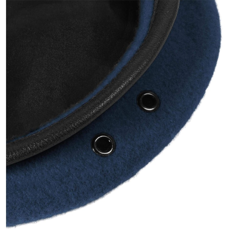 German Army Commando Beret Wool Felt with Leather Strap, blue