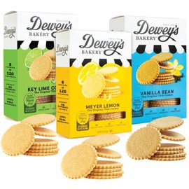 Dewey's Bakery Meyer Lemon, Key Lime and Vanilla Moravian Cookie Thin Variety Pack, 9 oz (Pack of 3)