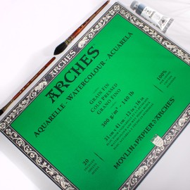 Arches Watercolor Block 12x16-inch Natural White 100% Cotton Paper - 20 Sheets of Arches Watercolor Paper 140 lb Cold Press - Arches Art Paper for Watercolor Gouache Ink Acrylic and More