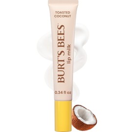 Burt's Bees Leche labial, hidratante diario de labios, coco tostado, bálsamo labial hidratante enriquecido con vitaminas con leche de almendras y aceite de jojoba, hidratante para labios más suaves, 1 tubo, 0.34 onzas líquidas
