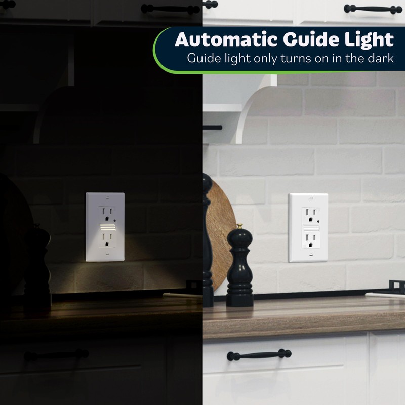 TOPGREENER LED Guide Light Receptacle with Automatic Daylight Sensor, Night