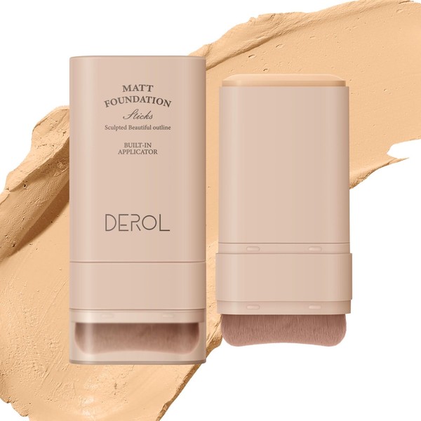 WALULAN Foundation Stick, Built-in Foundation Brush, Contour Stick Makeup, Long-Lasting