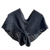 DAISHIAO Ladies Knitted Fish Scales Plain Poncho Knot Cape, black,