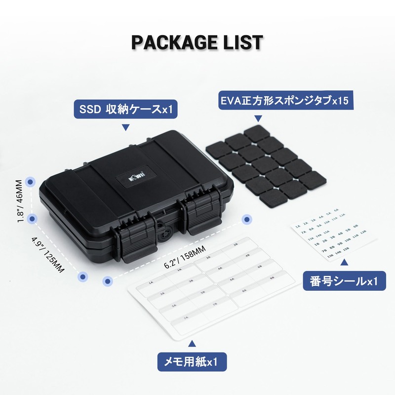 KIWIFOTOS Large Capacity M.2 NVME 2280 SSD Storage Case, 15