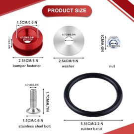 Kit de Liberación Rápida de Parachoques, Soporte de Parachoques Arandela Parachoques Coche Soporte Parachoques Delantero para Parachoques de Coche Universal (18 Piezas, Rojo)