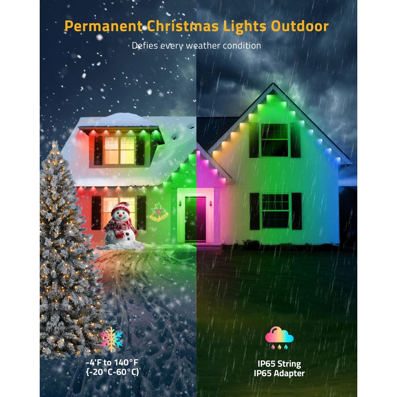 DELITOR Christmas Pathway Lights, 50FT with 15 RGBIC LED Light